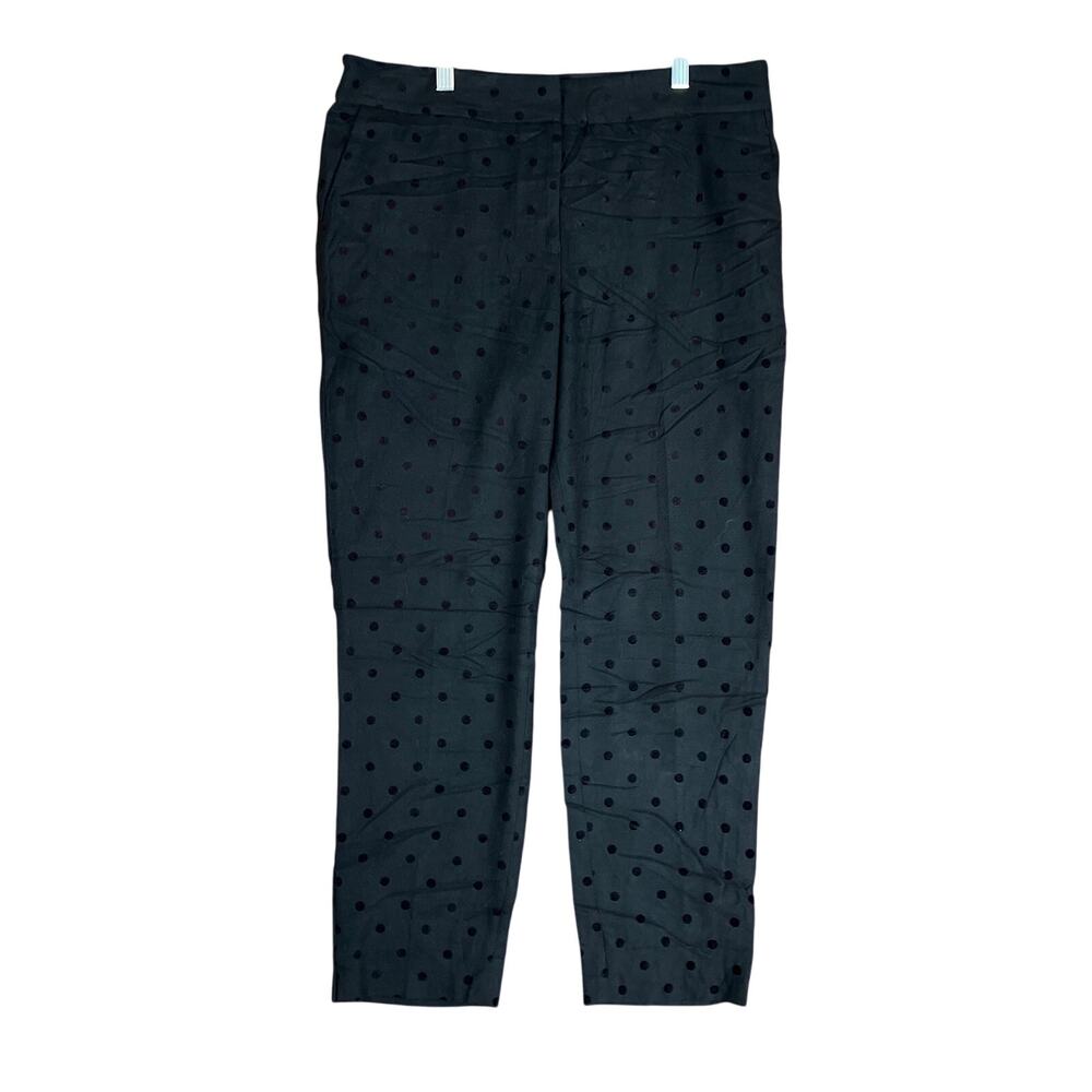 Talbots Womens Pants Black Petite Hampshire Ankle Cropped Polka Dot Stretch 8P